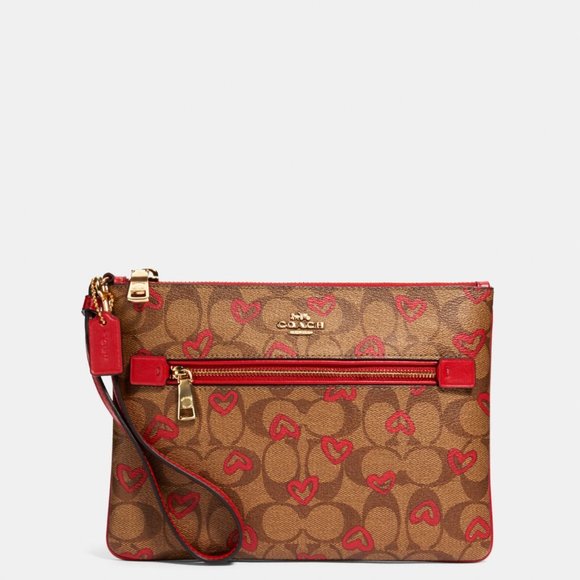 Coach Bags Coach Gallery Pouch Signature Canvas Heart Print Poshmark